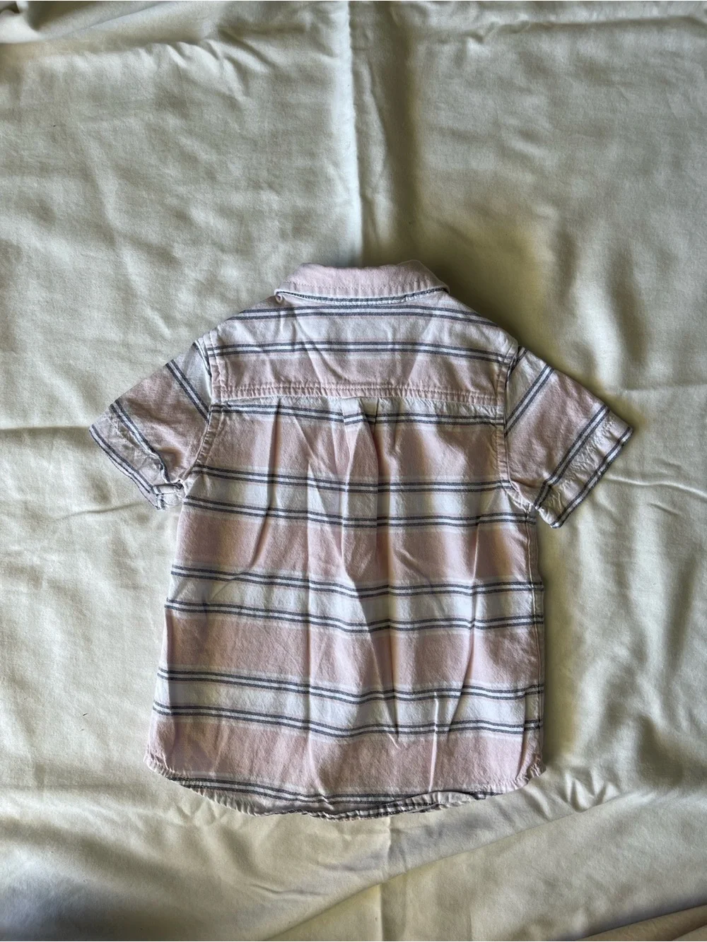 The Children's Place Pink and Navy Striped Short-Sleeve Button-Down Shirt